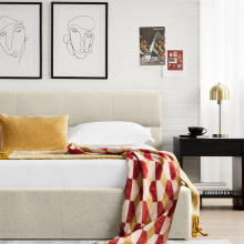Mobital BED-REVM-IVOR-KING - REVE    Upholstered Bed King Ivory Fabric