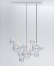 Mobital ALP-BOLL-GLAS-14L - BOLLE    Pendant Lamp 14 Bulb Clear Glass Gold Stem