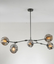 Mobital ALP-BRAN-BLSM-5L - BRANCH    Pendant Lamp Smoke Glass Black Powder Coated Frame