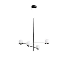 Mobital ALP-NEBU-BLAC-2ARM - NEBULA    Pendant Lamp 2 Arm White Glass Black Powder Coated Frame