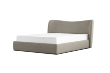 Mobital BED-HARL-PUTT-QUEEN - HARLOW    Storage Bed Queen Putty Teddy Fabric