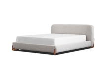 Mobital BED-MESA-OATT-KING - MESA    Upholstered  Bed King Oat Tweed Fabric / Walnut Legs