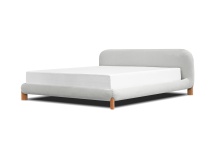 Mobital BED-RUBB-CRLA-KING - RUBBLE    Upholstered Bed King Cream Latte Fabric / White Oak Legs