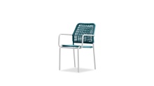 Mobital DAR-CAST-AZUR- - CASTILE      Dining Armchair Azure Blue Rope White Powder Coated Legs , Indoor-Outdoor