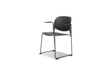 Mobital DAR-PRIN-BLAC-PCBLA - PRINGLE    Stackable  Dining Armchair Black Polypropelene Black Powder Coated Steel Base, Indoor-Out