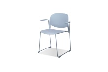 Mobital DAR-PRIN-LIBL-PCLB - PRINGLE    Stackable  Dining Armchair Light Blue Polypropelene Light Blue Powder Coated Steel Base, 