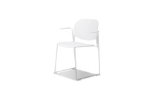 Mobital DAR-PRIN-WHIT-PCWHI - PRINGLE    Stackable  Dining Armchair White Polypropelene White Powder Coated Steel Base, Indoor-Out