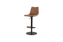 Mobital DBS-DERB-RTAN-PCBLA - DERBY    Hydraulic  Bar Stool Retro Tan Leathertte Black Powder Coated Steel Base