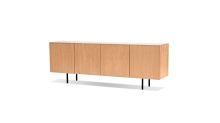 Mobital DBU-CALV-MWHI-WOAK - CALVIN    Buffet White oak Veneer White Marble Top Black Powder Coated Legs
