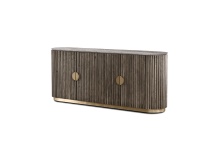 Mobital DBU-KOII-GREY-EBASH - KOII    Sideboard  Silver Grey Travertine  ,  In A Fluted & Oiled Ebony Ash Body