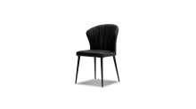 Mobital DCH-ARIE-BLAC-PCBLA - ARIEL      Dining Chair Black Leather Black Powder Coated Steel Base