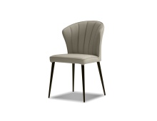 Mobital DCH-ARIE-PEWT-PCBLA - ARIEL      Dining Chair Pewter Leather Black Powder Coated Steel Base