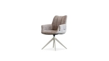 Mobital DCH-ESPA-AACH-PCTAU - ESPARA    Swivel 360  Dining Chair Avena Oat Alcantara/ Alpaca Chenille Fabric  Taupe Powder Coated 