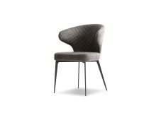 Mobital DCH-HUG9-FAWN- - HUG      Dining Armchair Fawn Fabric Black Powder Coated Steel Base
