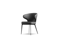 Mobital DCH-HUG9-JEBL- - HUG      Dining Armchair Jet Black Leatherette Black Powder Coated Steel Base