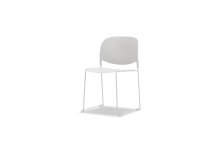 Mobital DCH-PRIN-WHIT-PCWHI - PRINGLE    Stackable  Dining Chair White Polypropelene White Powder Coated Steel Base, Indoor-Outdoo