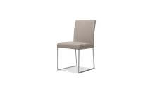 Mobital DCH-TATE-PEWT-LE - TATE      Dining Chair Pewter Leather Brushed Stainless steel Base