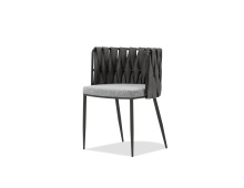Mobital DCH-WEAV-SACO-PCBLA - WEAVER      Dining Armchair Sauvage ultra nubuck   Concrete Tweed Fabric Seat Black Powder Coated St