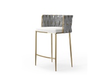 Mobital DCS-WEAV-OAFA-GOLD - WEAVER      Counter Stool Oatmeal tweed,farina nubuck Fabric Gold Powder Coated Steel Base