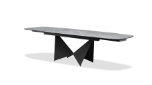Mobital DTA-AVEN-TEMP-PCBLA - AVENTADOR    Double Extension  Dining Table  Tempestas Ceramic Top,  Black Powder Coated Steel Base