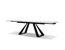 Mobital DTA-BRID-CARR-PCBLA - BRIDGE    Dining Table  Carrara White Ceramic Top,  Black Powder Coated Steel Base