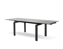 Mobital DTA-CANT-CLEA-BLAC - CANTRO    Extension  Dining Table  Clear Tempered Glass Top,  Black Powder Coated Steel Base