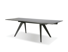 Mobital DTA-NOIR-SMOK-IRON - NOIRE    Double Extension  Dining Table  Smoke Grey  Glass Top,  Gunmetal Steel Base