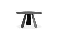 Mobital DTA-PALA-BLAC-BLROU - PALAZZO    Round  Dining Table  Slate Gey Ceramic Top,  Black Powder Coated Steel Base