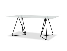 Mobital DTA-PAPI-CLEA-BLACK - PAPILLON      Dining Table  Clear Glass Top,  Black Powder Coated Steel Base