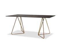 Mobital DTA-PAPI-LBLA-RGOLD - PAPILLON      Dining Table  Laurent Black Sintered Stone ,  Rose Gold Powder Coated Steel Base