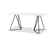 Mobital DTA-PAPI-LWHI-BLACK - PAPILLON      Dining Table  Laurent White Sintered Stone ,  Black Powder Coated Steel Base