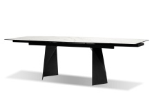 Mobital DTA-PRIS-CARR-PCBLA - PRISM    Double Extension  Dining Table  Carrara White Ceramic Top,  Black Powder Coated Steel Base