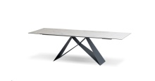 Mobital DTA-THEW-CARR- - THE W    Double Extension  Dining Table  Carrara White Ceramic Top,  Black Powder Coated Steel Base