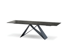 Mobital DTA-THEW-SLAT- - THE W    Double Extension  Dining Table  Slate Grey Ceramic Top,  Black Powder Coated Steel Base