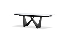 Mobital DTA-WEST-CARR-PCBLA - WESTYN    Double Extension    Dining Table Carrara White Ceramic Top Black Powder Coated Steel Base