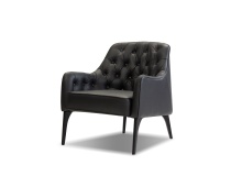 Mobital LAR-ELLI-BLAC-BLACK - ELLINGTON      Lounge Chair Black Leather Solid Wood Black Legs