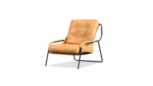 Mobital LCH-BREU-ARUM-CHIR - BREUER      Lounge Chair Antique Rum Leather Charcoal Iron Powder Coated Legs
