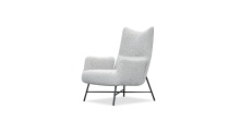 Mobital LCH-CARA-PUBO-PCBLA - CARAWAY      Lounge chair Putty  Boucle Fabric Black Powder Coated Steel Base
