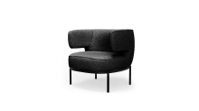 Mobital LCH-FINN-LIBO-PCBLA - FINN      Lounge Chair Licorice Boucle Fabric Black Powder Coated Steel Base