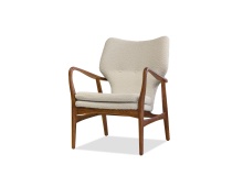 Mobital LCH-INGR-CRBO-ASHWA - INGRID      Lounge Chair Cream Boucle Fabric Ash Frame in Walnut finish