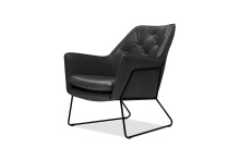 Mobital LCH-JASM-BLAC-PCBLA - JASMINE      Lounge Chair Vintage Black  Leather Black Powder Coated Legs