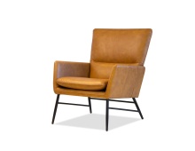 Mobital LCH-MORI-WHIS-PCBLA - MORISSON      Lounge Chair Vintage Whiskey  Leather Black Powder Coated Legs