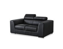 Mobital LOV-ICON-BLAC-PREMI - ICON      Loveseat Black Premium Leather Polished Steel Legs