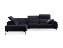 Mobital LSF-CAME-BLAC-PCBL2 - CAMELLO     LSF Chaise   Sectional Black Full Top Grain Semi-Analine Leather  With adjustable headre