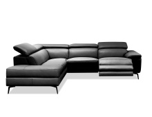 Mobital LSF-CAME-BLAC-PCBRE - CAMELLO    LSF Chaise   Sectional Black Full Top Grain Semi-Analine Leather  With Electric Recliner 