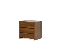 Mobital NI3-BLAN-WALN- - BLANCHE    Night Table 3-Drawer Walnut Veneer / Soft Closing Drawers
