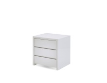 Mobital NI3-BLAN-WHIT- - BLANCHE    Night Table 3-Drawer White High Gloss / Soft Closing Drawers