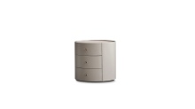 Mobital NIG-NERU-SAND-LEATH - NERU     Round Side Table 3-Drawer Sand Leather