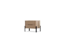 Mobital NIG-NORI-NATU-WOAK - NORI    Night Table 2-Drawer Natural White Oak Wood  Black Powder Coated Steel Legs