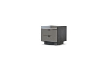 Mobital NIG-SALA-GREY-SINT - SALAZAR     Side Table Steel Powder Coated Base Smoke Grey Eucalyptus Veneer / Sintered Stone Top